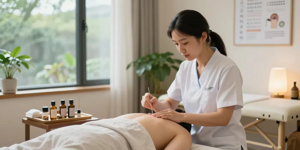 수원교통사고한의원 treatment room showcasing effective car accident recovery techniques with acupuncturist.