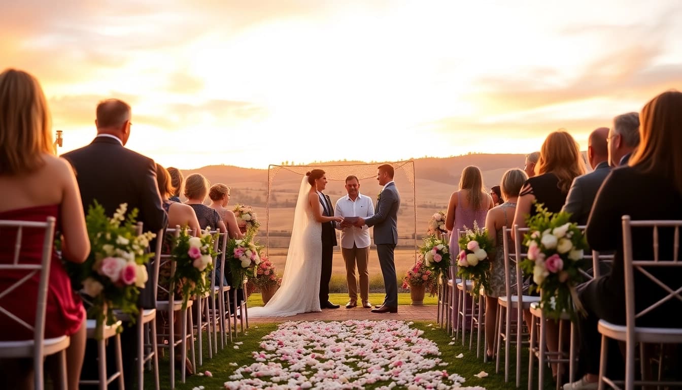 Couple exchanging vows in Clarksburg ca weddings surrounded by beautiful scenery.