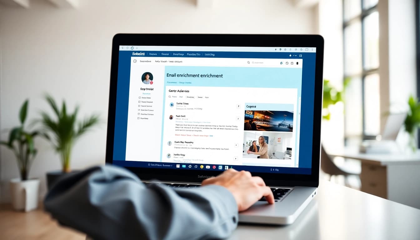 Utilize the linkedin email enrichment tool for efficient email verification in a professional workspace.