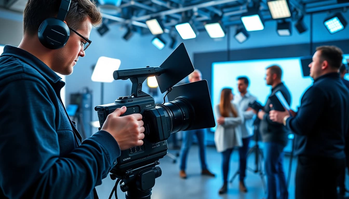 Engaging scene of video production edmonton with a dedicated team in a modern studio.