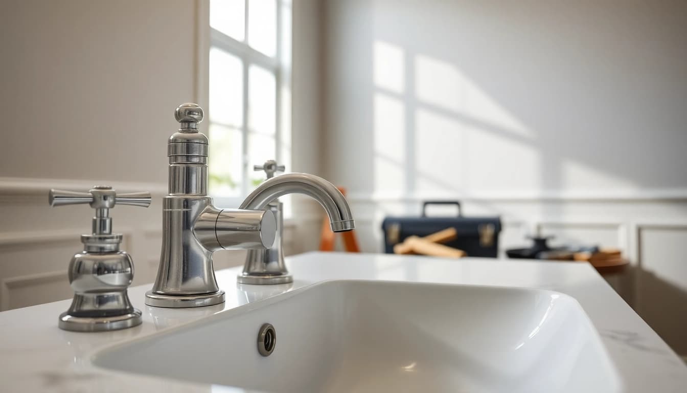 Die sonni sanitär GmbH bietet professionelle Sanitärdienstleistungen in einem eleganten Badezimmer.
