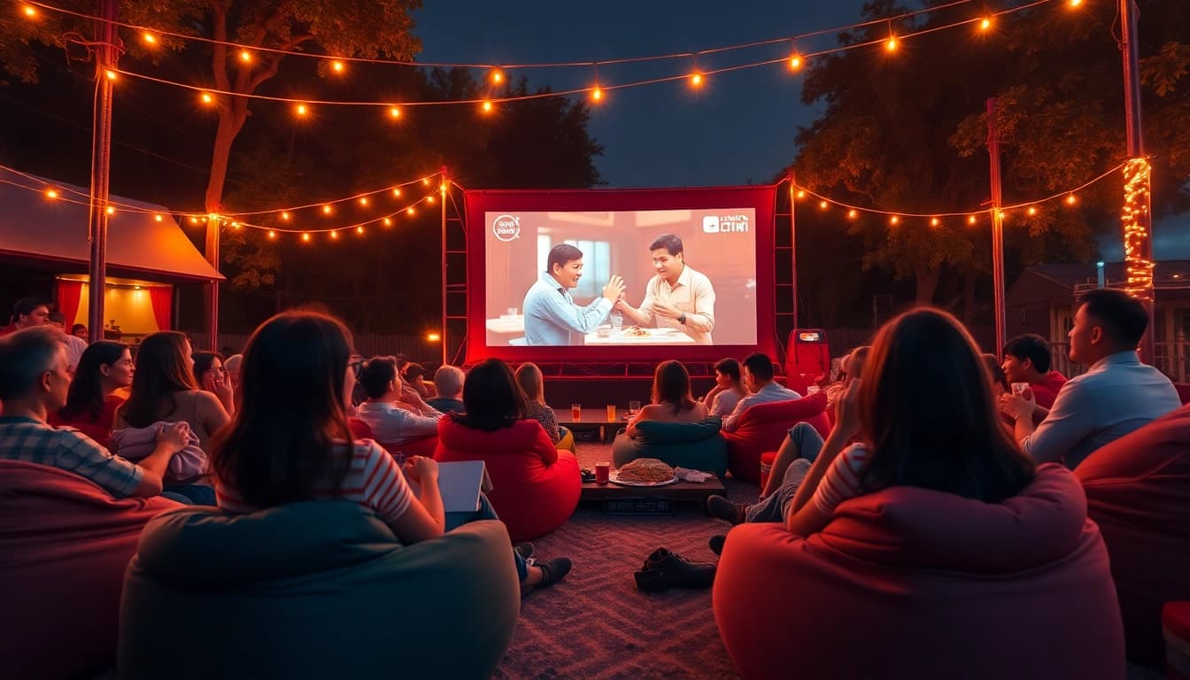 ดูหนัง สนุกสนานในบรรยากาศการชมภาพยนตร์กลางแจ้งที่อบอุ่น