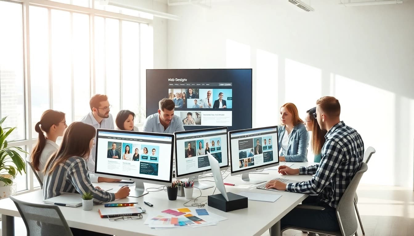 Webflow Agentur entwickelt innovative Webseiten in einer dynamischen Büroumgebung.