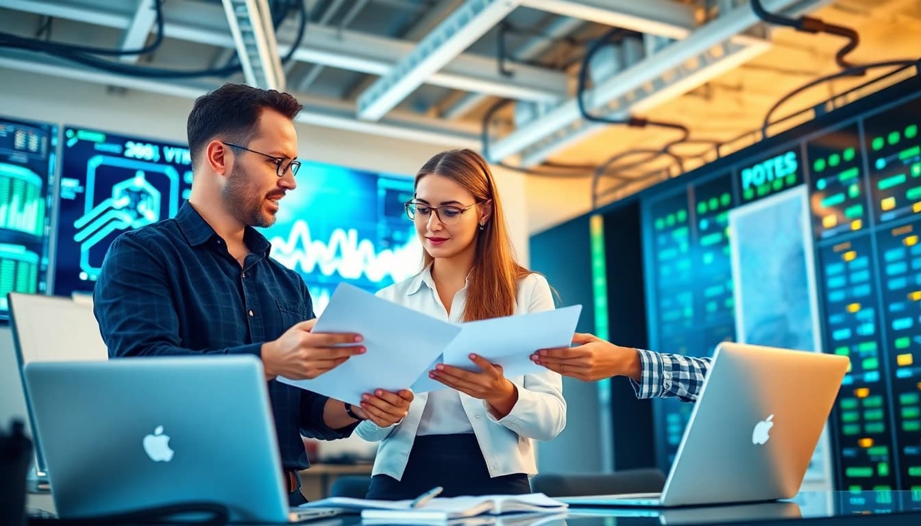 Boost your business with managed IT services Lakeland, as professionals collaborate in a modern office.