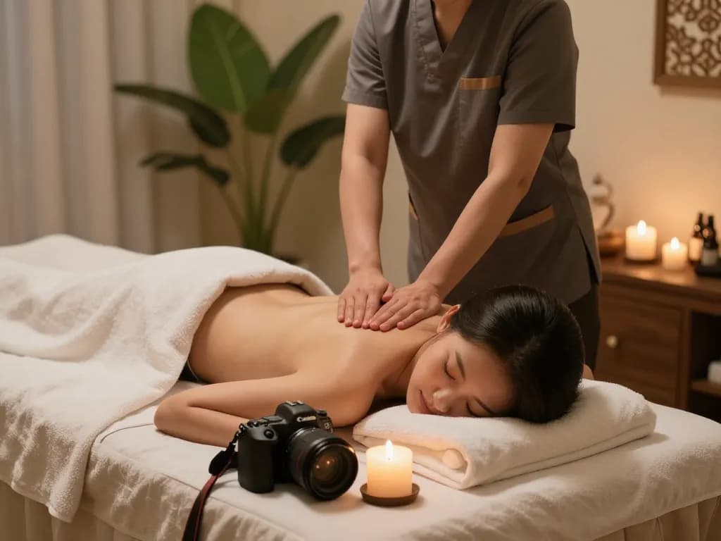 인천 출장마사지 therapy session in serene spa environment with relaxing decor and massage.