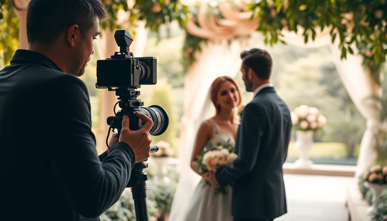 Capturing moments as an edmonton videographer at a romantic wedding in a lush garden setting.