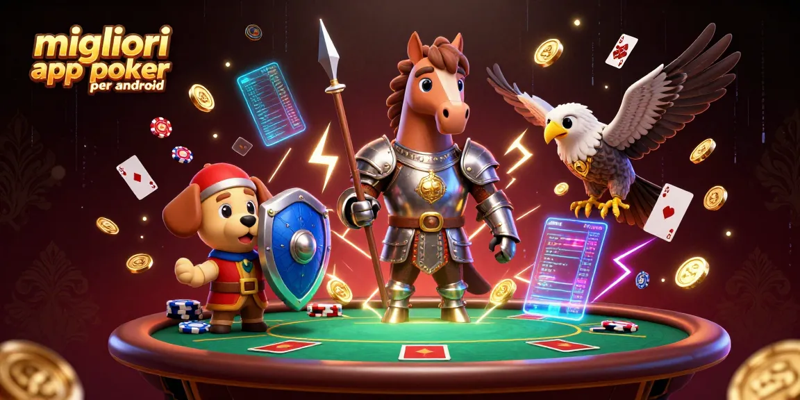 Esplora le migliori app poker per android con un cavaliere medievale e un cucciolo con un'illustrazione 3D vivace