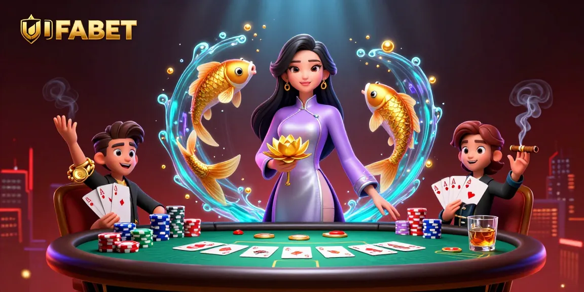Experience the excitement of UFABET with a vibrant casino atmosphere featuring poker elements.