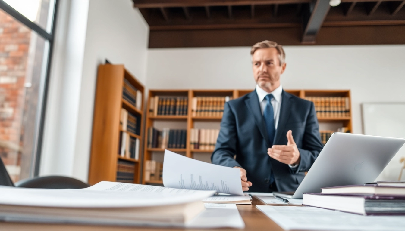 Truck accident attorney Clearwater providing legal advice in a professional office environment.