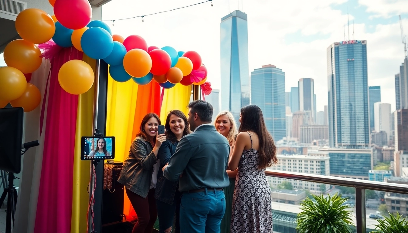 Capture fun moments at a photo booth Chicago event with friends and vibrant decor.
