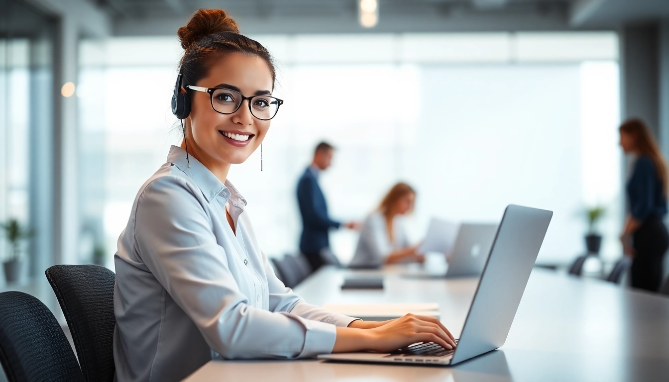 Showcasing an assistant for enterprise within a collaborative office environment, emphasizing productivity.