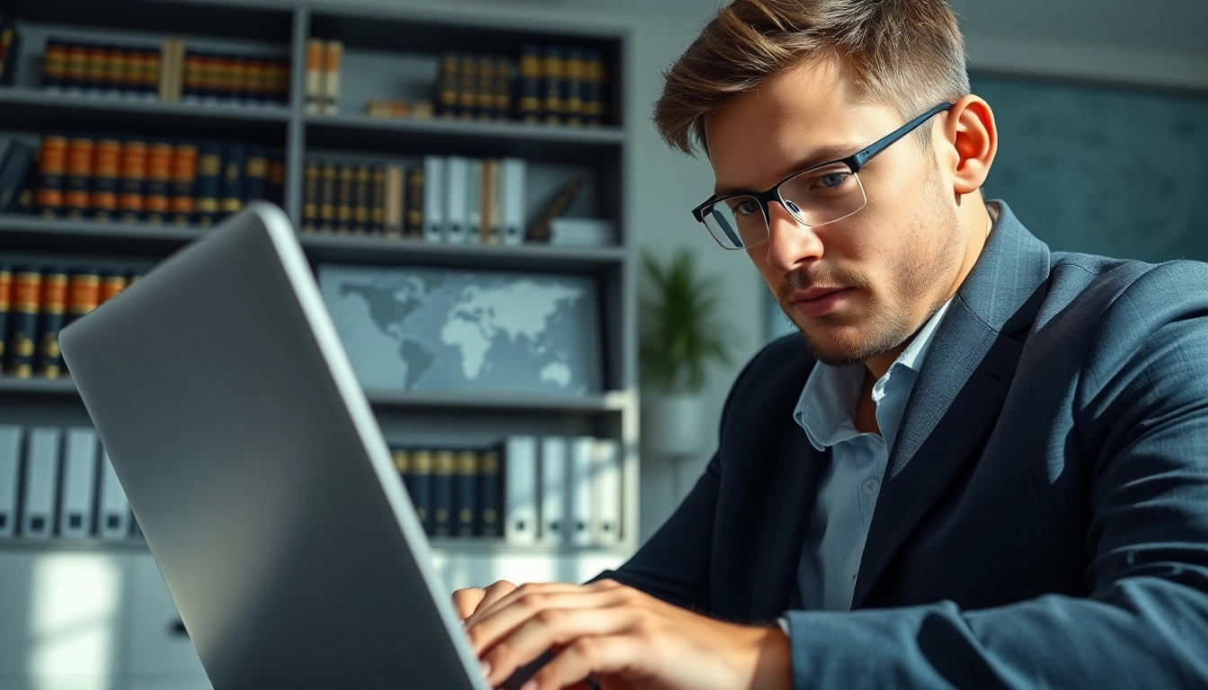 Engage in an Orange County Inmate search using a digital device in a modern office.