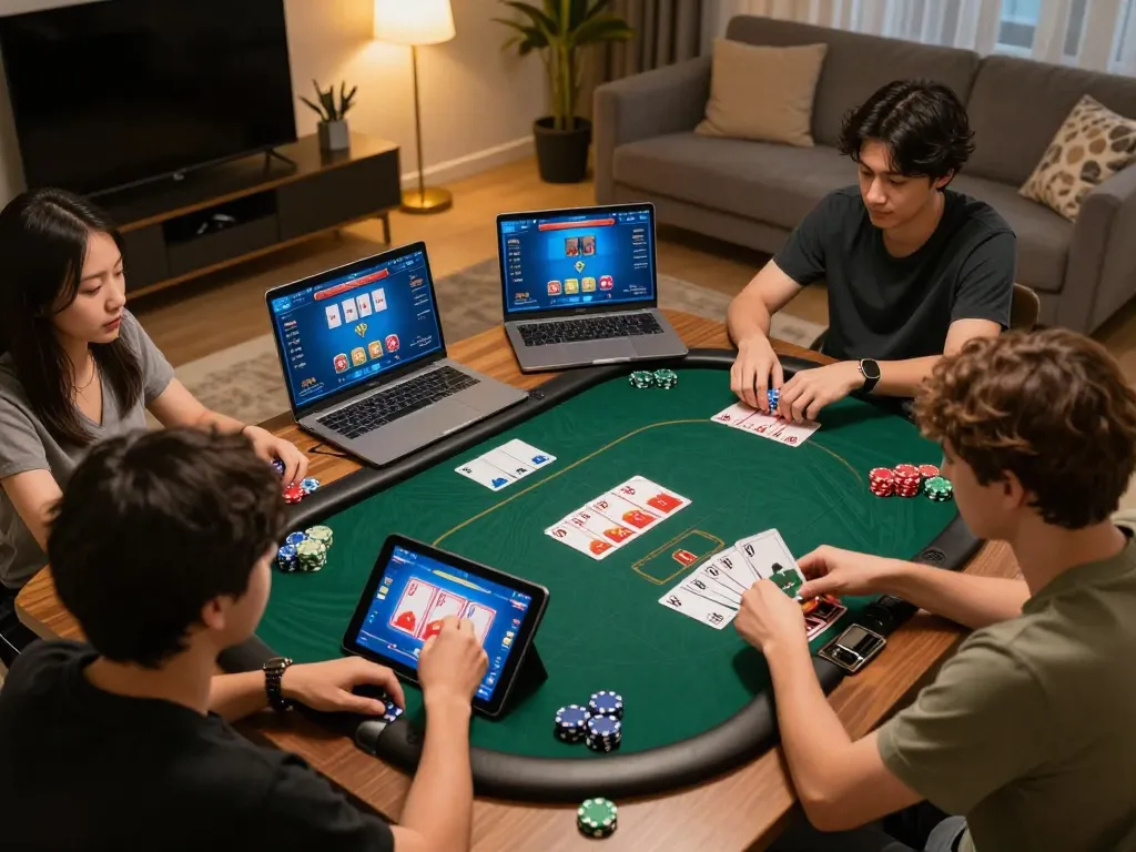 Engaging poker gameplay on W 88 with players immersed in strategy and excitement.