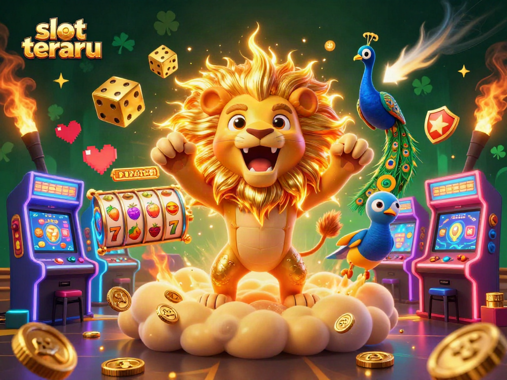 Play exciting slot terbaru and experience vibrant visuals of roaring lion and tumbling dice.