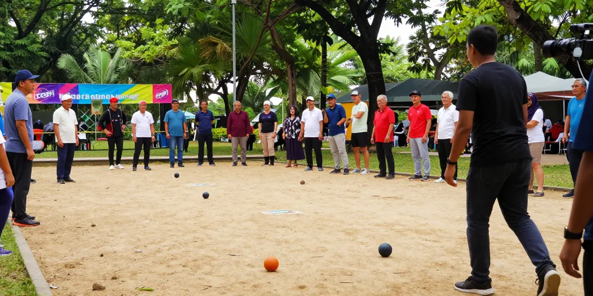 FOPI Kota Bontang sedang mengadakan pertandingan petanque yang meriah dengan berbagai peserta dan penonton.