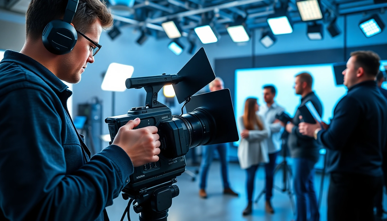 Engaging scene of video production edmonton with a dedicated team in a modern studio.