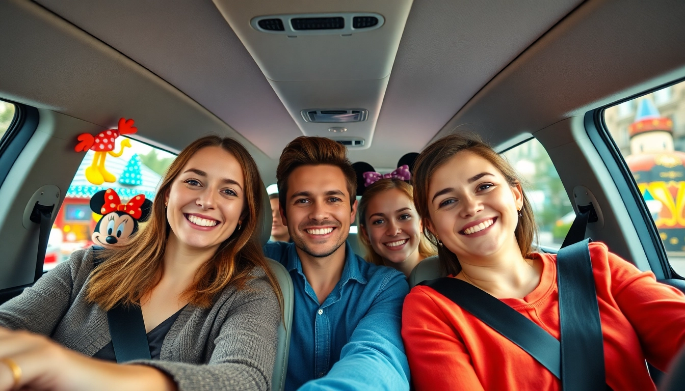 Family enjoying a smooth Beauvais Airport to Disney Transfer, highlighting comfort and excitement.