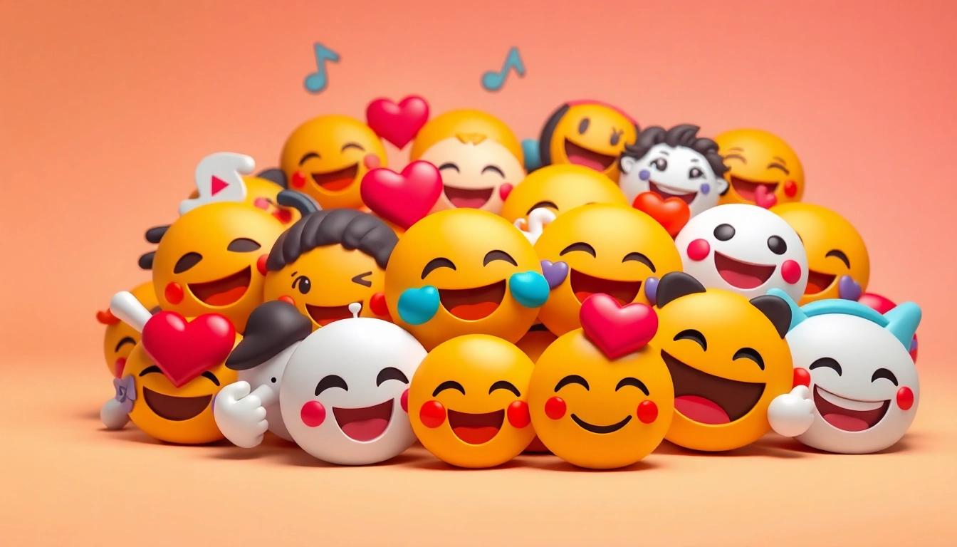 Engaging collage of TikTok emojis highlighting diversity and creativity in digital expression.