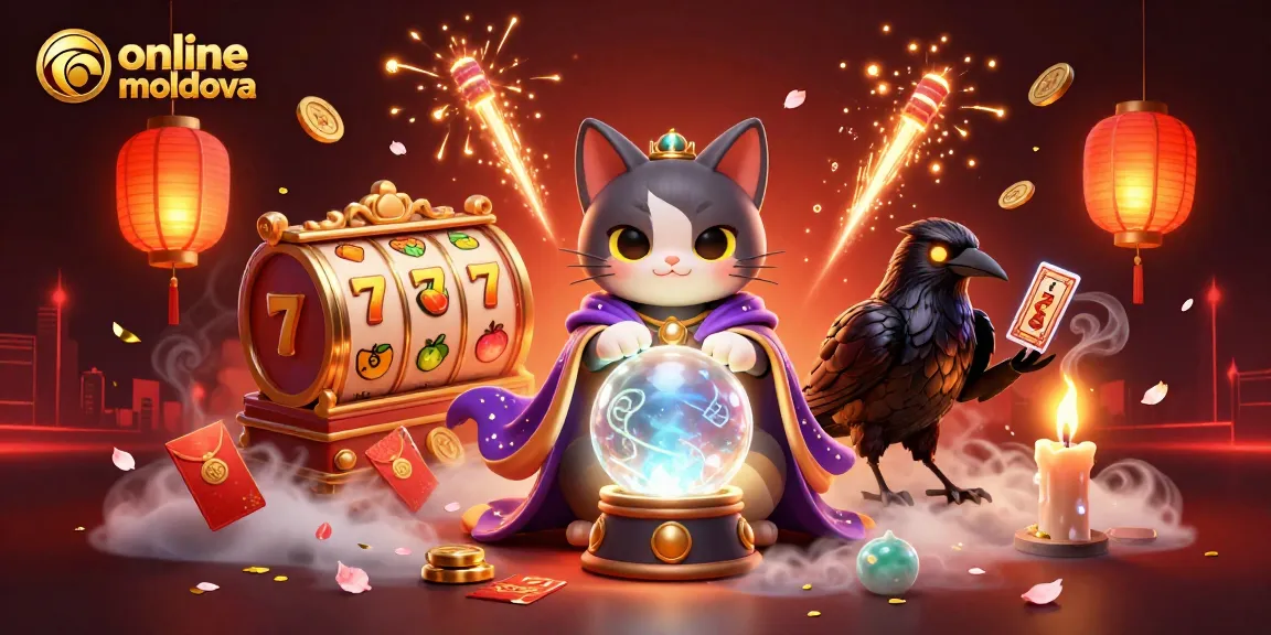 Sloturi atractive pe online casino moldova cu catul vrăjitor, raven și flăcări mistice.