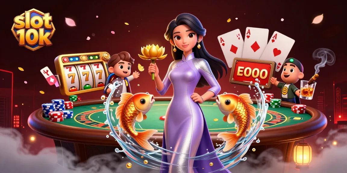 Experience the excitement of slot 10k in a vibrant casino scene filled with colorful elements and characters.