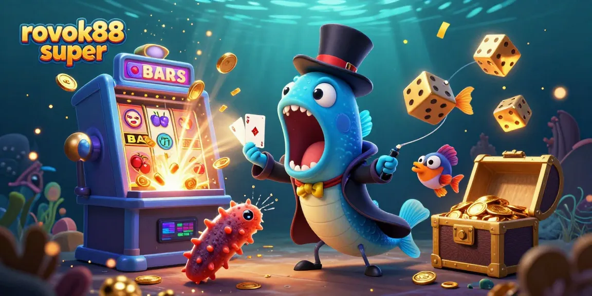 Experience the excitement of rokok88 super with vibrant characters and dynamic casino games illustration.