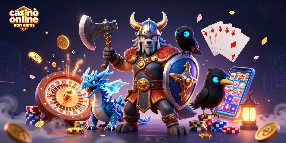 Gioca ai casinò online non AAMS con divertimento e premi in questa illustrazione vivace.