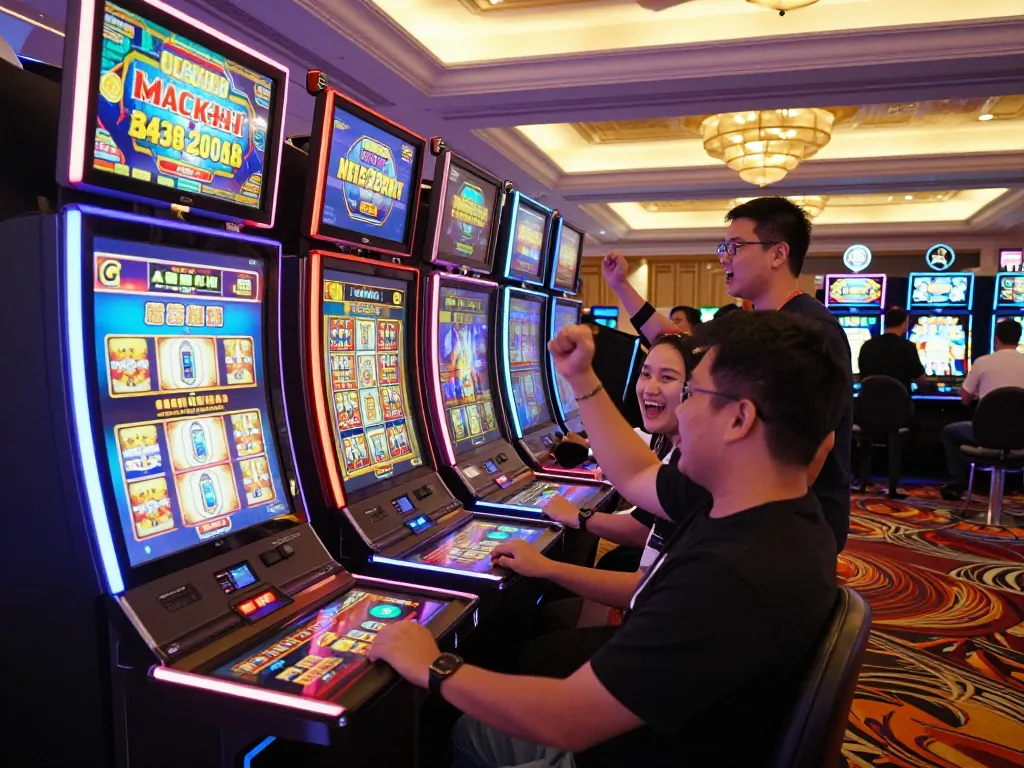 Feel the excitement of slot gacor gampang menang at a vibrant casino slot machine area