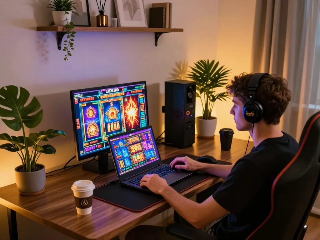 Player enjoying an exciting slot game on the alexis77 online platform, showcasing a dynamic gaming experience.