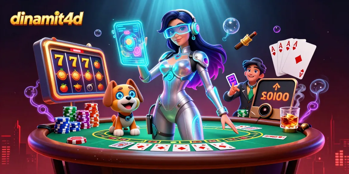 Experience thrilling gameplay with dinamit4d on a vibrant slot and poker-themed scene.