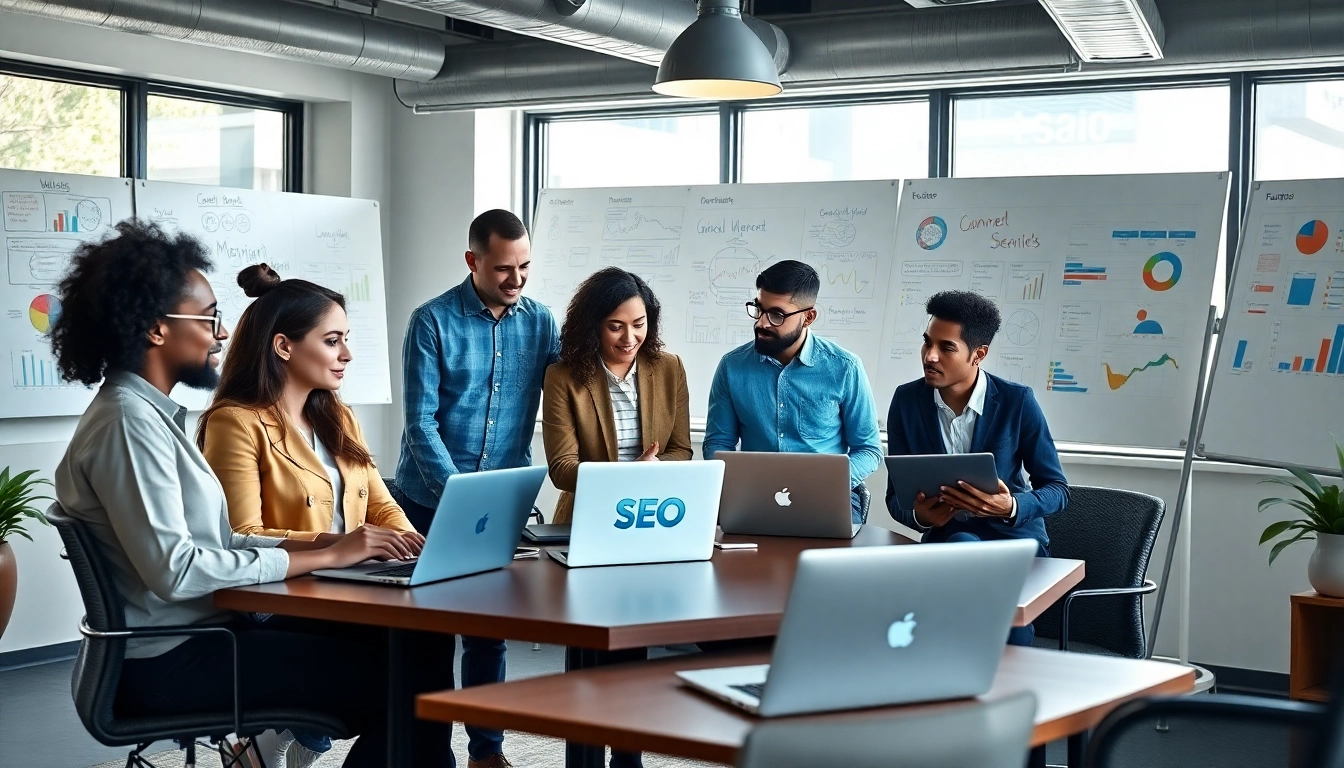 SEO Agency Clearwater team collaborating in a bright office setting.