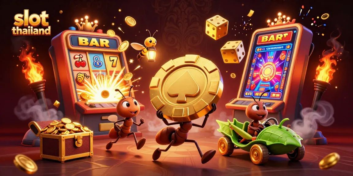 Running a heist with a giant golden chip, showcasing slot thailand excitement and vibrant casino elements.