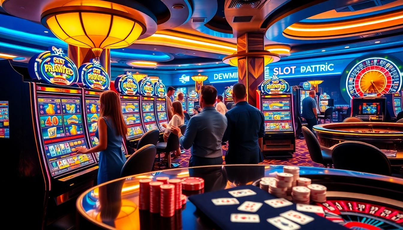 Players enjoying thrilling slot pragmatic games in a luxurious casino setting.