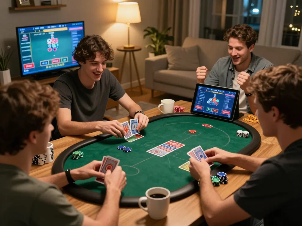 Players enjoying casino online americani on their devices in a cozy home setting.