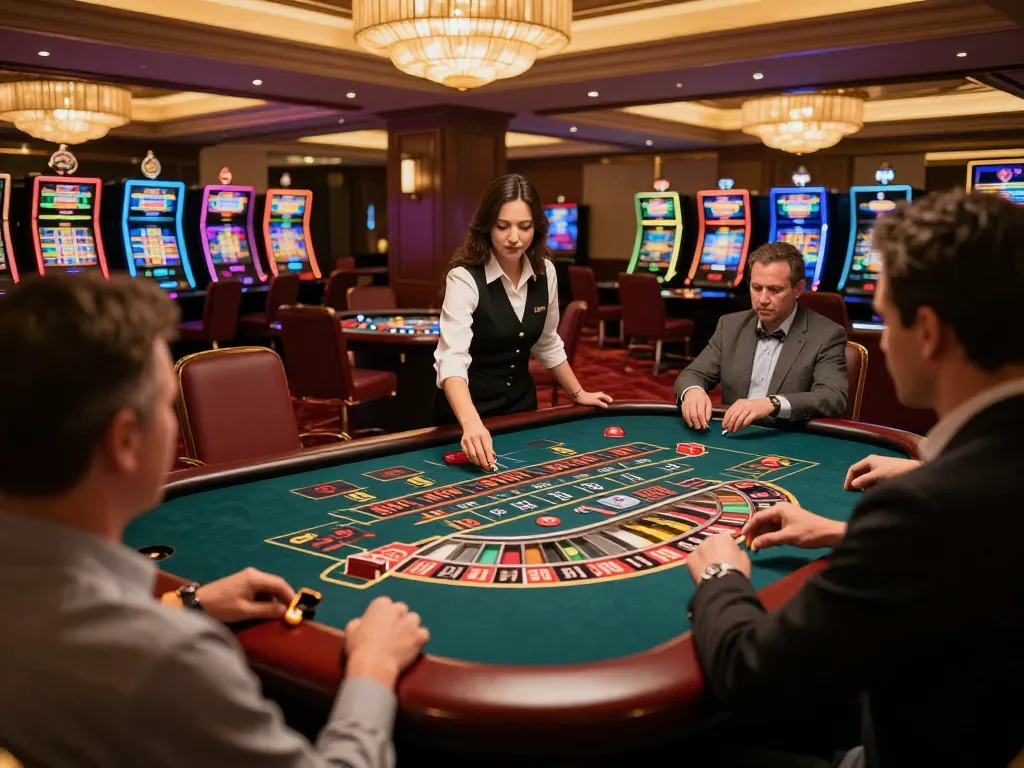 Experience the excitement of hb88 at an elegant roulette table with eager players and warm casino ambiance.