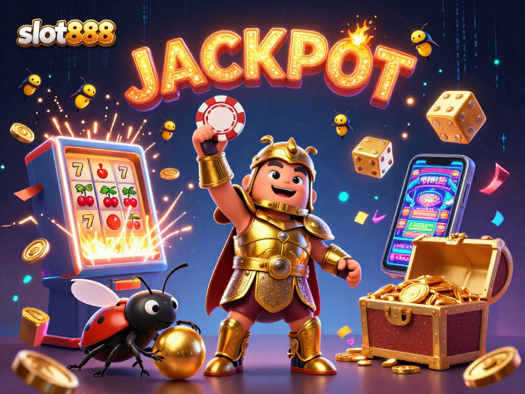 Slot888 menghadirkan suasana ceria dengan karakter unik dan elemen jackpot yang menonjol.