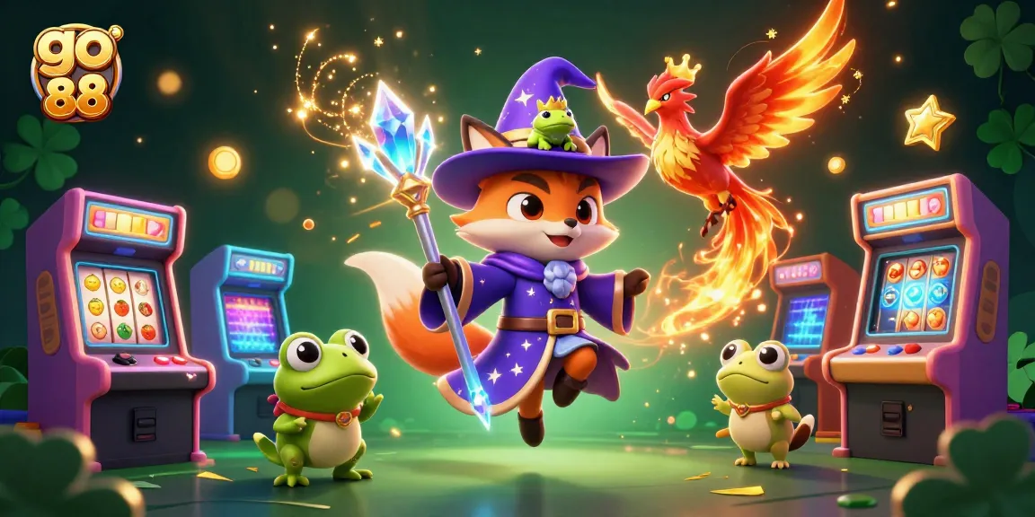 Witness the thrilling action of go 88 slots in a vibrant fantasy casino scene.