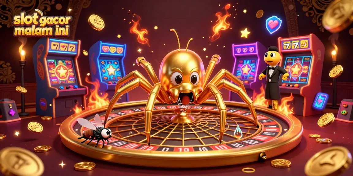 Experience the thrill of slot gacor malam ini with a golden spider-themed roulette scene.