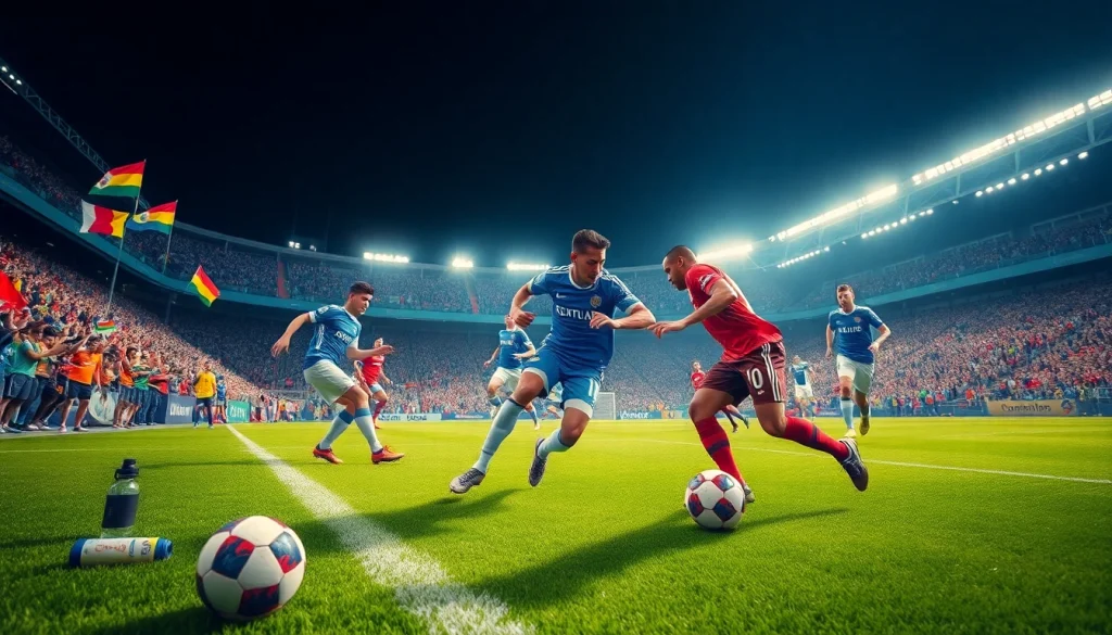 해외축구중계에서 경기를 뛰는 선수들의 역동적인 모습
