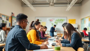 Students collaborating in an engaging classroom environment promoting Education and interactive learning.
