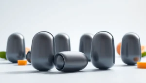 Vibrante hqd pods in einer minimalistischen Anordnung, die ihre Qualität und Design hervorheben.