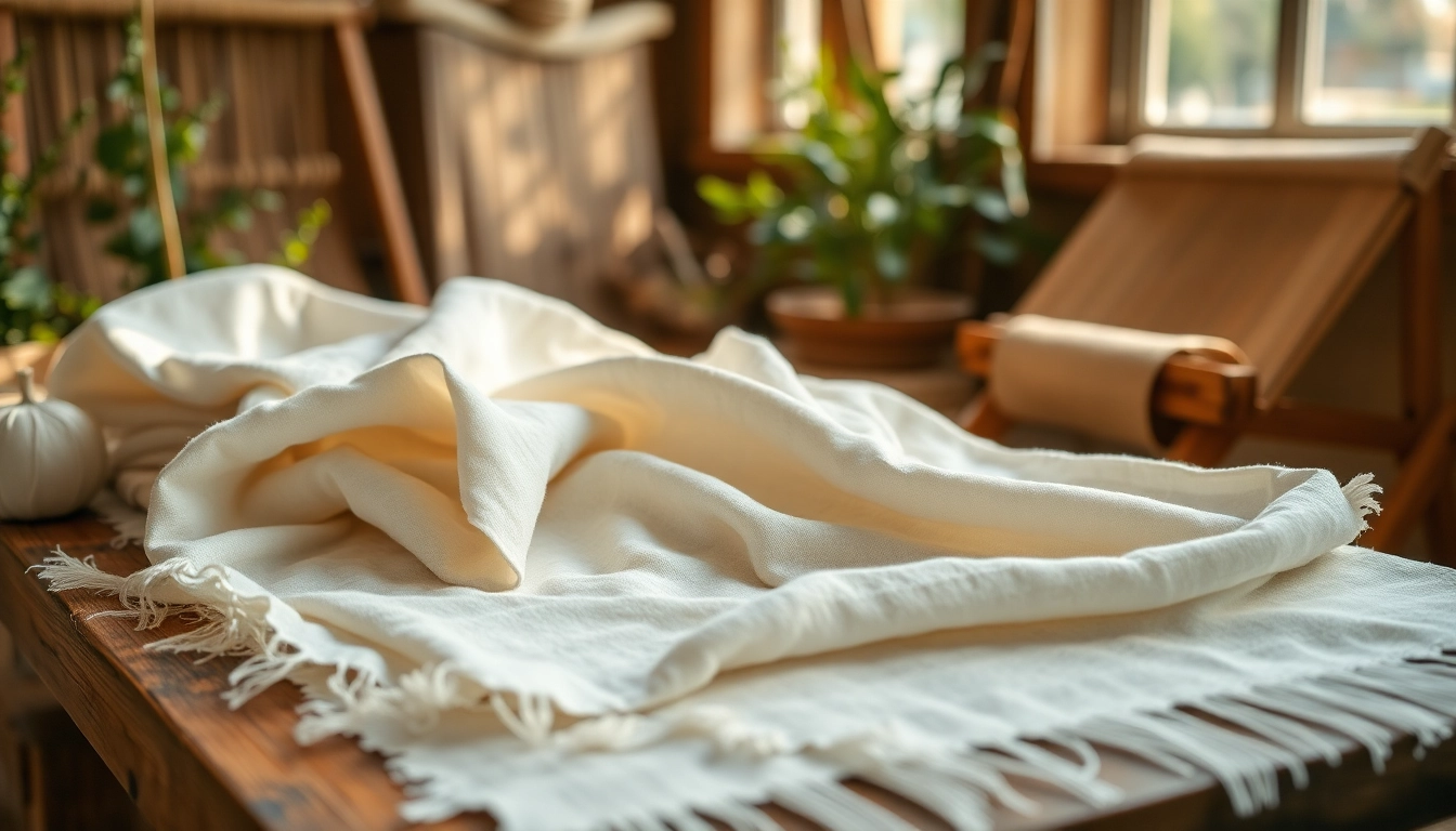 Ontdek ongebleekt katoen op een houten tafel met natuurlijke elementen.