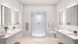 Sirhona France propose une cabine de douche élégante et moderne dans un cadre de salle de bain luxueux.