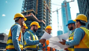 Manhattan General Contractor team actively collaborating on a building project in the city.