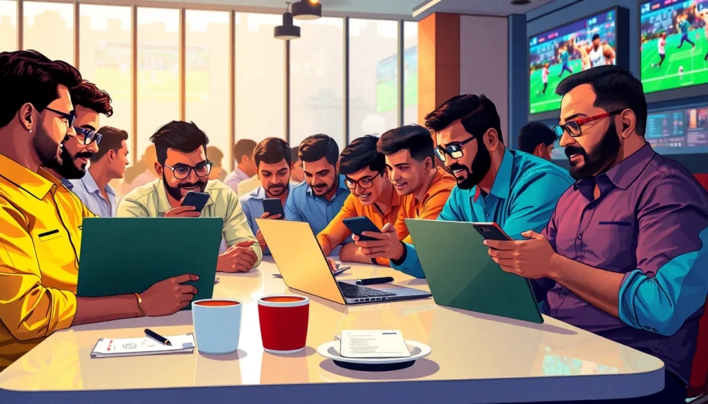 Discover the best sports betting sites India with enthusiastic bettors engaged in analysis and strategy.