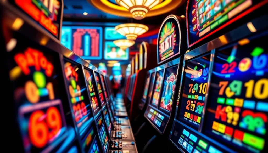 Slot gacor hari ini dengan layar permainan yang cerah menarik perhatian pengunjung kasino.