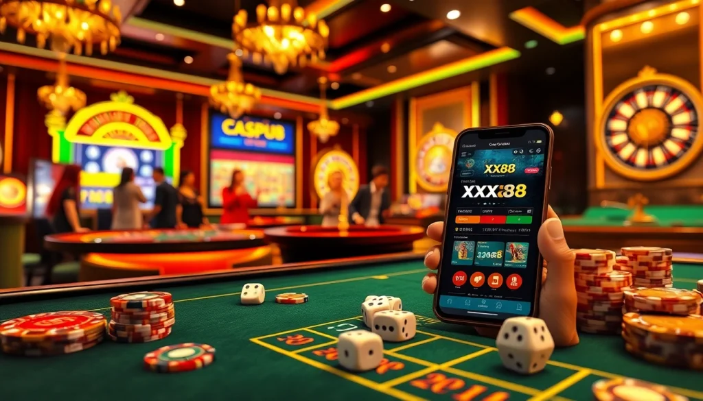 Engage with the electric atmosphere of Trang Chủ XX88 casino platform featuring vibrant games and interactive betting.