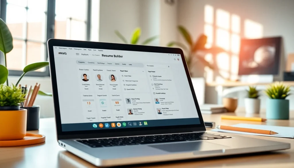 Creating a standout resume with a user-friendly Resume Builder interface in a modern workspace.