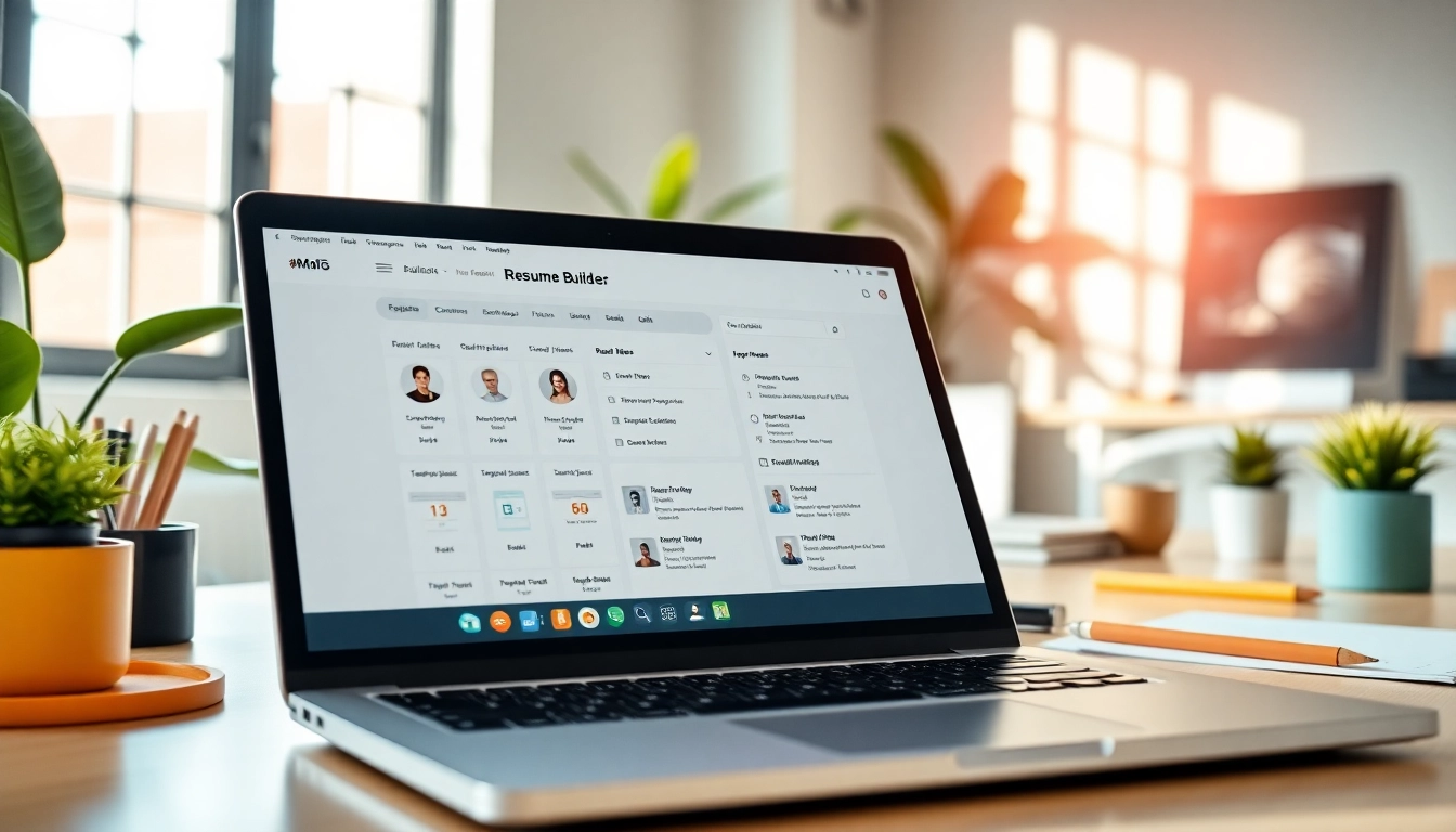 Creating a standout resume with a user-friendly Resume Builder interface in a modern workspace.