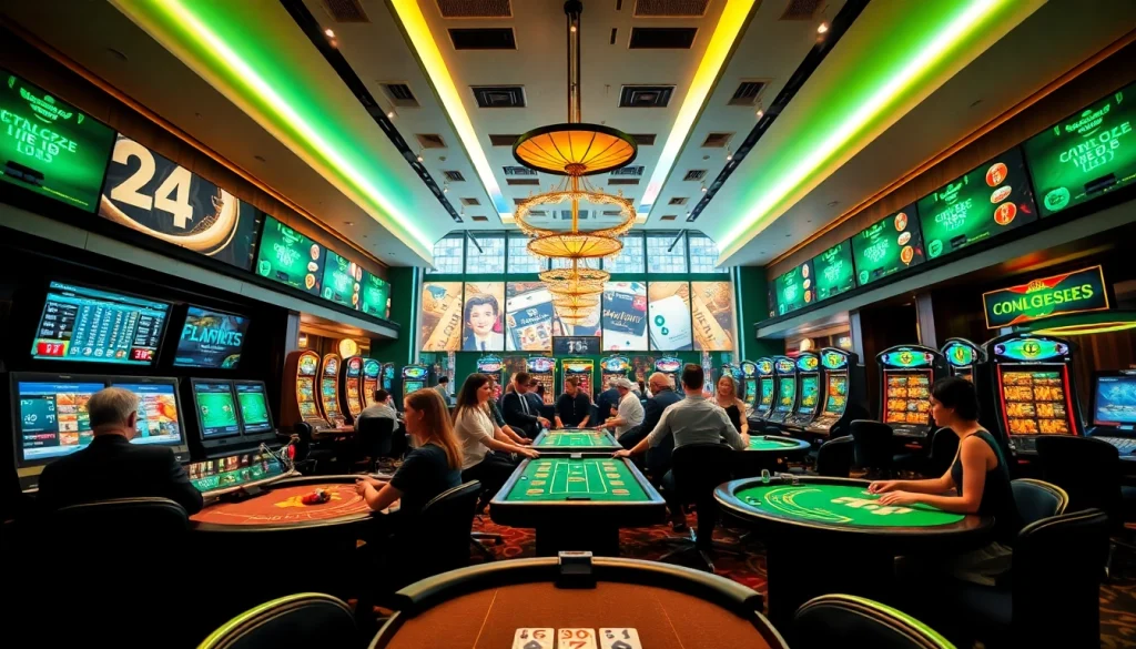 Exciting online gambling scene at https://789ff.biz/ featuring modern gaming tables and digital interfaces.
