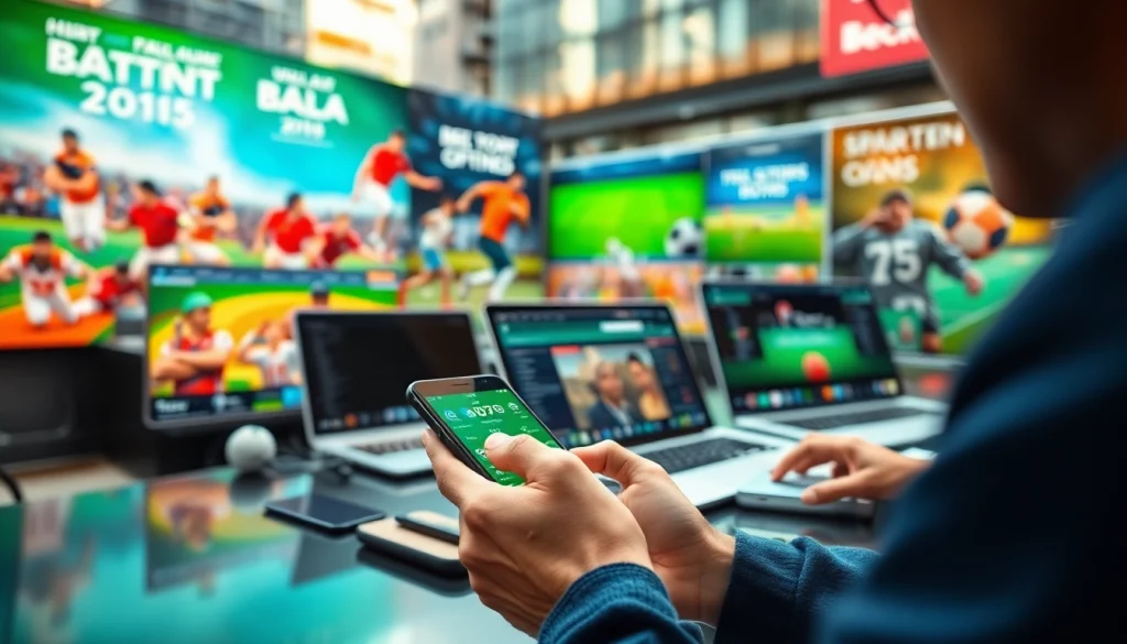 Engaging interface of sports betting apps Canada displayed on mobile devices in an urban setting.